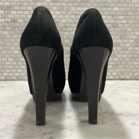 STUART WEITZMAN black suede peep toe bootie heel - Picture 8 of 8